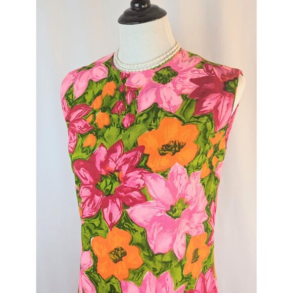 Women's Authentic Vintage Hawaiian Tropical Mini Sheath Dress Floral Luau Dress - Picture 4 of 10